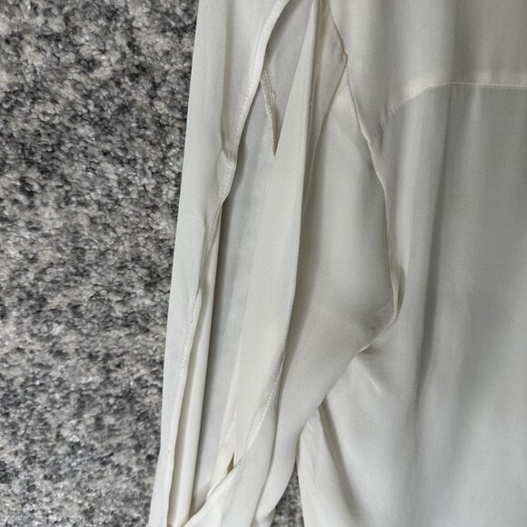 Haute Hippie Shirt Womens Medium Ivory Silk Long Sleeve Split Sleeve Blouse - Picture 7 of 8